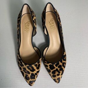 Franco Sarto Calf’s Hair Leopard Print Wedge Heels Size 8.5 NWOT